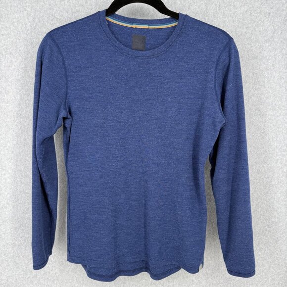 Smartwool Mens Meriwool Layers Long Sleeve Base Layer Top Shirt Size L Blue Wool - Picture 1 of 12